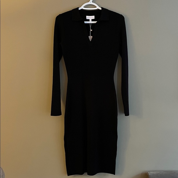 APRICOT collared ribbed knit dress with high slits size 6 - Picture 5 of 10